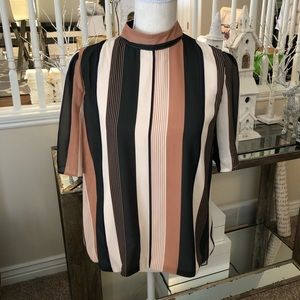 Blush and green striped shirt